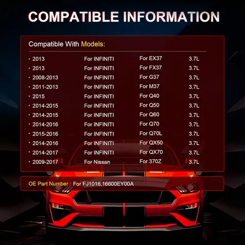 Vista 2 de Inyectores FJ1016 ANGLEWIDE Juego de inyectores de combustible para 2008 2009 2010 2011 2012 2013 para Infiniti G37 3.7L, 2011 2012 2013
