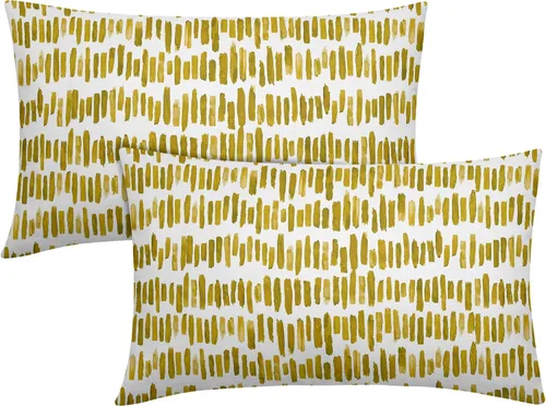 Vista 34 de Juego de 2 fundas de almohada de rayas negras para exteriores, 16 x 16 pulgadas, diseño geométrico de rayas abstractas, algodón y lino, cuadradas