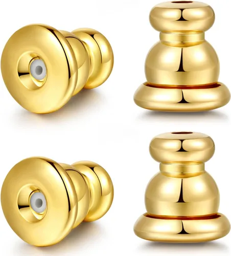 Vista 11 de Respaldos de Aretes para Pendientes, Respaldos de Aretes Tipo Bala de Oro 18K Repuestos para Pendientes/Orejas Caídas, Cierres de Seguridad