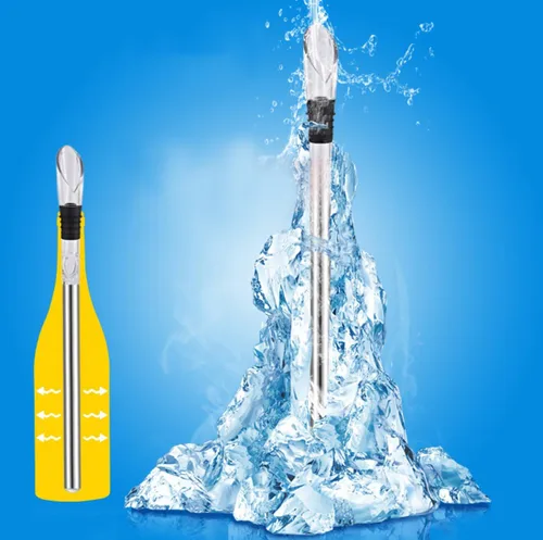 Vista 5 de DERNORD Enfriador de vino 3 en 1 de acero inoxidable para botellas de vino, congelador con aireador y vertedor para enfriar más tiempo, verter