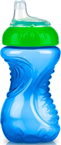 Vista 2 de Nuby Paquete de 2 vasos antiderrames, 10 onzas, azul - rojo