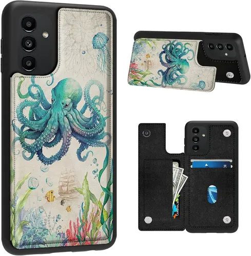 Vista 12 de BVDIKMI Funda para Samsung Galaxy A13 5G con ranura para tarjetero, funda de piel sintética, doble cierre magnético y cubierta duradera a prueba
