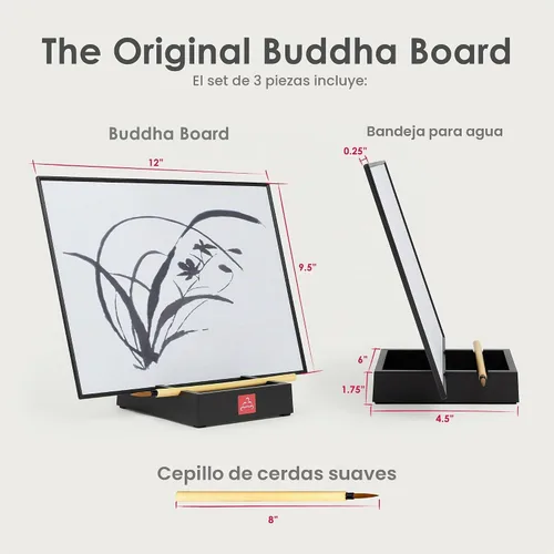 Vista 5 de Buddha Board – La tabla original de pintura con agua para la atención plena y la creatividad – Regalo único para artistas, adultos y niños