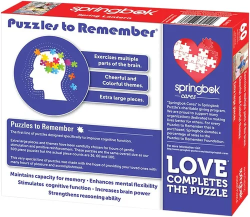 Vista 5 de Springbok Puzzle to Remember - Alzheimer & Demencia Actividad - Rompecabezas de 60 piezas Linterna Primavera - Hecho en Estados Unidos