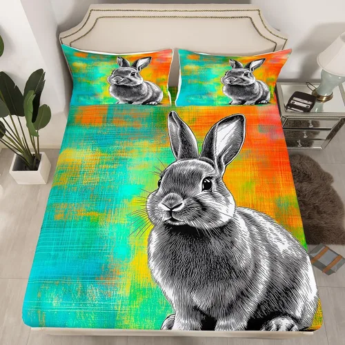 Vista 16 de Erosebridal Juego de cama de caballo para niñas, niños y parejas, sábana bajera ajustable de caballos blancos y negros, tamaño individual, diseño