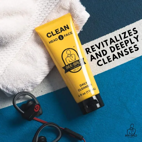 Vista 6 de Bee Bald Clean Limpiador diario de cabeza y cara, refresca y lava a fondo, cuidado de la cabeza calva premium para hombres y mujeres, 4 onzas