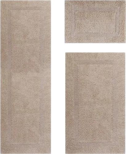 Vista 139 de Better Trends - Juego de 2 alfombras de baño 100% algodón, extra suaves, con borlas, de 17" x 24", alfombra de baño superabsorbente y reversible