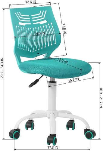 Vista 3 de FurnitureR Silla de trabajo de escritura para adolescentes, niños y niñas, ruedas giratorias de 360 grados, asiento de tela suave, respaldo