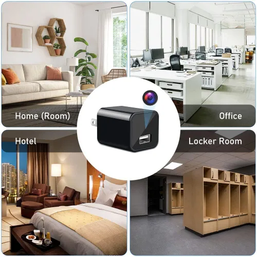 Vista 5 de Cargador inteligente de cámara USB WiFi, cámara inalámbrica HD 1080P, aplicación de cámara de seguridad, alimentación en vivo para el hogar