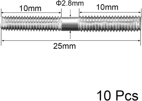 Vista 2 de uxcell M3x25mm Conector Varilla de Acero Inoxidable Varillaje de Varilla, para RC Barco, Coche, Avión, Helicóptero, 10pcs