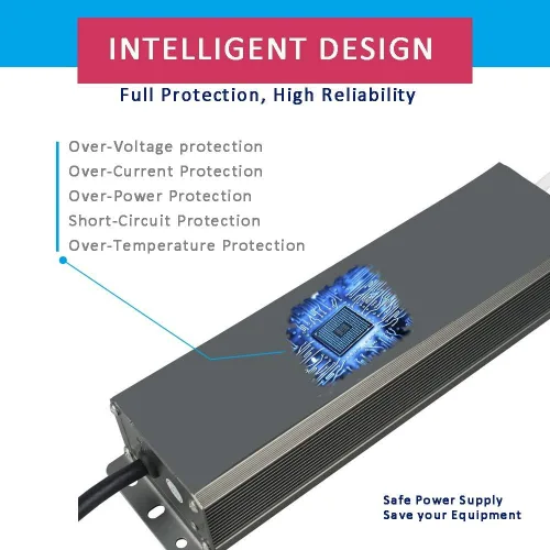 Vista 5 de Fuente de alimentación LED de 150 W 12 V Convertidor de CA a CC - Transformador IP67 impermeable con enchufe de 3 puntas, adaptador de corriente
