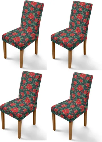 Vista 56 de Rnyleeg Fundas navideñas para sillas de comedor, fundas de asiento de comedor con estampado de campanas brillantes, juego de 1 funda suave y lavable