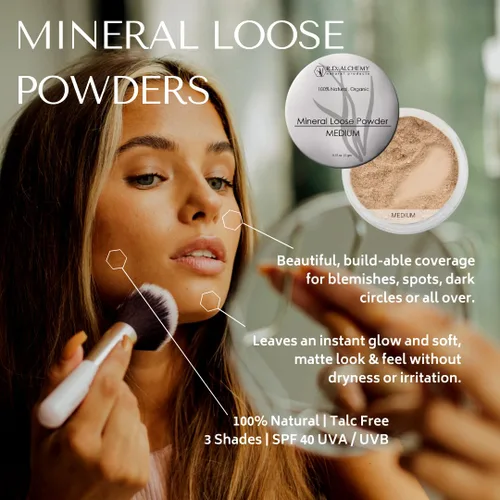 Vista 2 de RD ALCHEMY - DEEP - Polvo suelto mineral 100% natural y orgánico - El mejor corrector o base ligera con cobertura edificable para un aspecto
