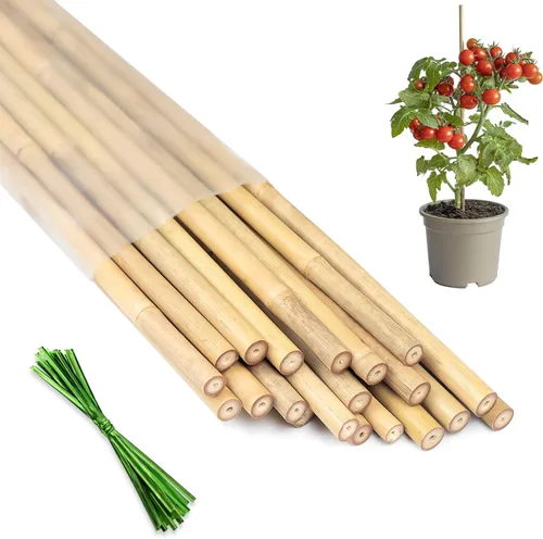 Vista 10 de Estacas para plantas de 3 pies, estacas de bambú natural, 25 estacas