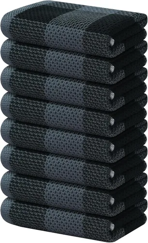 Vista 24 de Homaxy Paquete de 6 paños de cocina 100% algodón, 12 x 12 pulgadas, negro y rojo Negro & rojo
