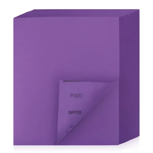 Vista 11 de Papel de lija de grano 80, 20 unidades, hojas de lija en seco y húmedo de 9 x 11 pulgadas, papel de arena abrasivo de alúmina púrpura para madera