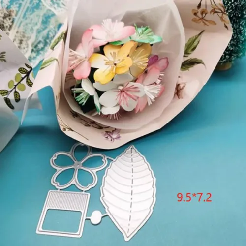 Vista 2 de Troqueles de metal 3D de arte de flores y hojas, troqueles de corte para hacer tarjetas, troqueles de relieve para álbumes de recortes, decoración