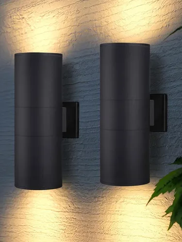 Vista 10 de LEONLITE Paquete de 2 luces de pared cilíndrica para exteriores de 12