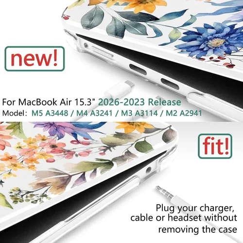 Vista 2 de TWOLSKOO Funda para MacBook Air de 15 pulgadas 2026 2025 2024 2023 lanzamiento M5 A3448 M4 A3241 M3 A3114 M2 A2941, carcasa rígida de plástico