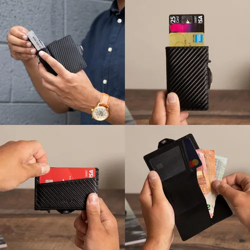 Vista 2 de DONBOLSO Cartera Flip I Slim Wallet con Flip Case I Tarjetero para hasta 10 tarjetas