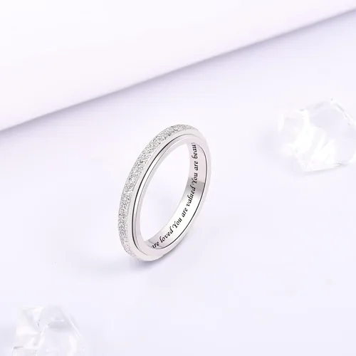 Vista 11 de Sterling Silver Spinner Fidget Ring Anti Anxiety Worry Relieving Boredom ADHD Autism Band Ring for Women Men