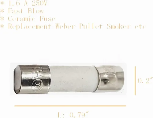 Vista 2 de Firsgrill Repuesto de fusible para parrillas Traeger, Pit Boss, Z y parrillas de pellets de madera Weber (1.6A 250V para Weber)