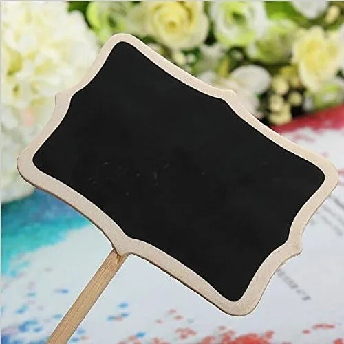Vista 4 de 12 piezas Mini pizarra rectangular vintage para colocar tarjetas para mesa de postre WordPad mensajes, clip para boda