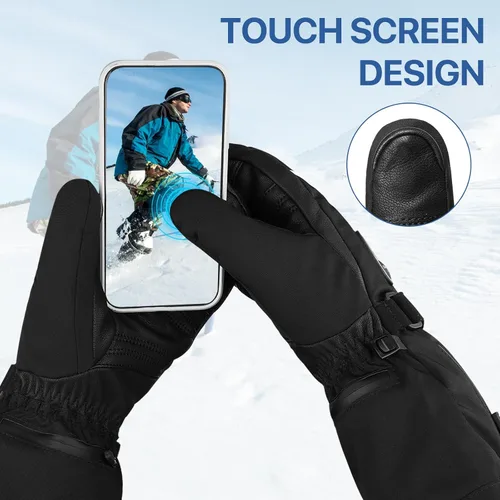 Vista 4 de SNOW DEER Guantes térmicos para hombres y mujeres, 7.4 V 2200 mAh, batería eléctrica recargable, esquí, esquí, patinaje, nieve, camping, senderismo