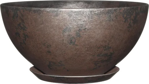 Vista 8 de GROWSCAPE Rosie Planter Bowl, with Drainage and Saucer, 10” Earth TIERRA