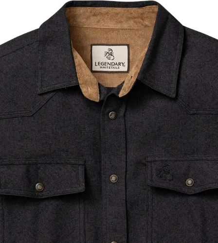 Vista 5 de Legendary Whitetails Camisa de franela para hombre, tipo vaquera, con botones, de algodón cepillado negro espiga
