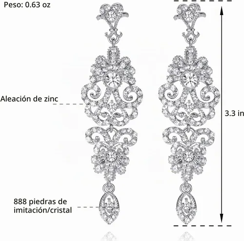Vista 5 de Pendientes de araña con diamantes de imitación para novias, dorados/plateados Pendientes A-Clear Pin