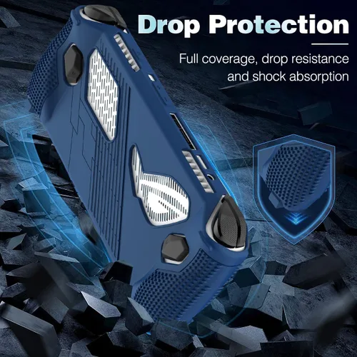 Vista 3 de Funda protectora para Rog Ally Stand, protector de accesorios de silicona, cubierta suave con 2 pares de tapas de agarre para el pulgar, soporte