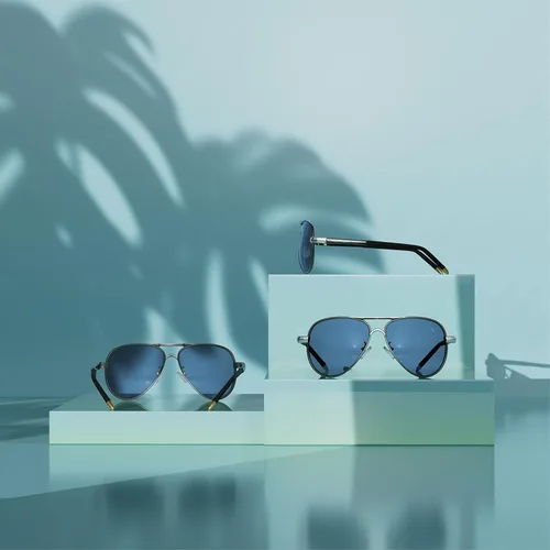 Vista 6 de ROCKNIGHT Lentes de sol polarizados estilo aviador para hombres y mujeres, lentes de sol con parte superior plana de metal, ligeras
