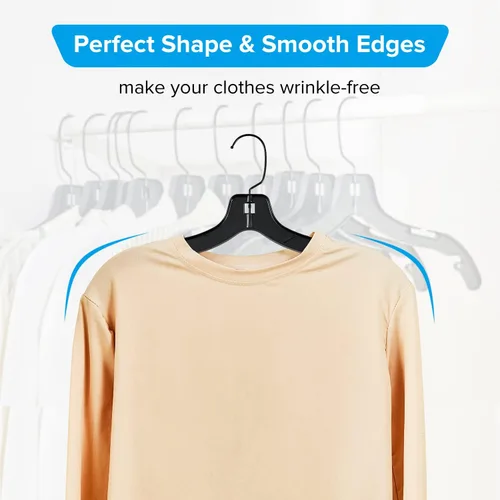 Vista 3 de Perchas de plástico con gancho de metal giratorio de 360 grados, perchas de ropa resistentes, perchas duraderas para camisas, abrigos y vestidos