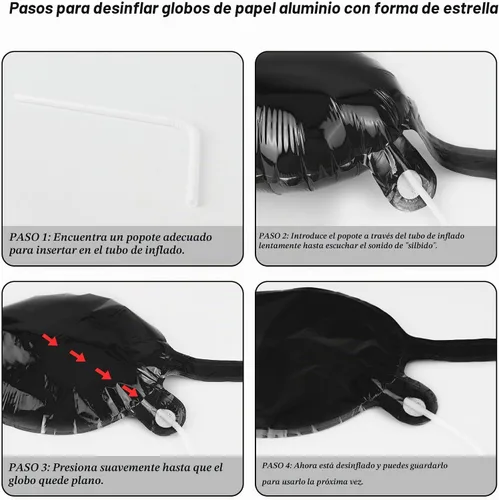 Vista 6 de 60 unidades de globos de estrella negros con explosión de 12 puntas de papel de aluminio con forma de cono mágico grande para decoración de fondo