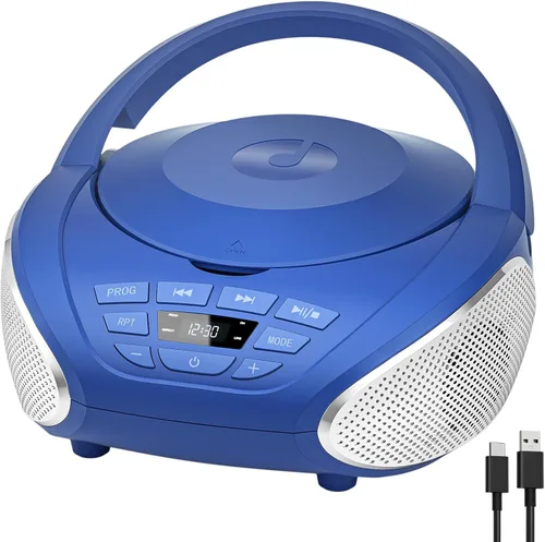 Vista 11 de Gueray Reproductor de CD portátil Boombox Radio Reproductores de CD con altavoces, audio para el hogar, radio FM, entrada AUX, soporte