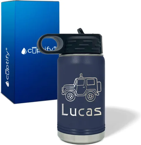 Vista 58 de Cuptify Botella de agua para niños personalizada con nombre en botella de agua aislada con anillo brillante verde de 12 onzas Verde brillante