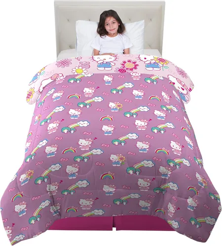 Vista 2 de Franco Ropa de cama para niños, edredón de microfibra suave, individual, Hello Kitty