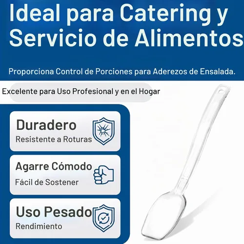 Vista 3 de Cucharas para servir Carlisle, sólidas y perforadas, para buffet/ensaladas 0.25 oz - 0.8 oz (paquete de 12 unidades), Transparente, 12
