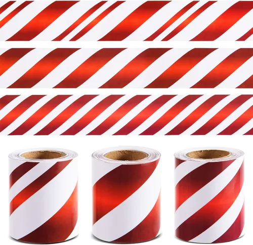 Vista 8 de Tablero de anuncios de Navidad de 99 pies, borde de bastón de caramelo enrollado, borde de anuncios recto, color rojo, blanco, verde, menta