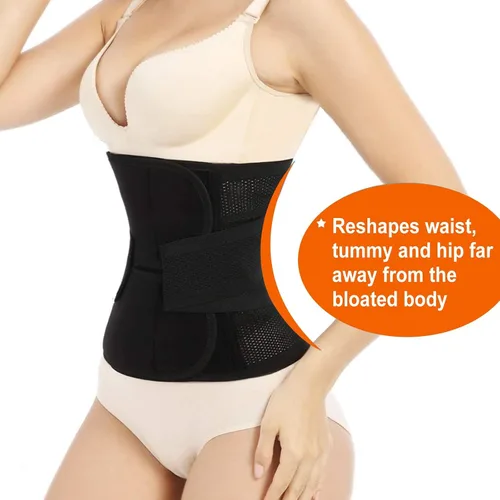 Vista 4 de Banda posparto para el vientre, sección C, faja abdominal poscirugía, faja posparto esencial para abdominoplastia, entrenador de cintura negro