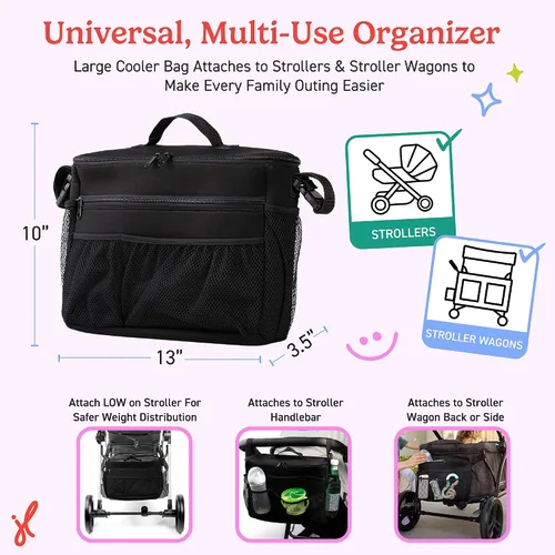 Vista 5 de J.L. Childress Cool 'N Cargo - Enfriador y organizador para cochecito y vagón - Ajuste universal - Aislado - Se fija a cochecitos, vagones