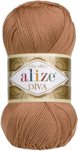 Vista 18 de Alize Diva Silk Effect 100% hilo acrílico de microfibra, 1 madejas de bola de 3.53 oz 383yds color (1 - crema)