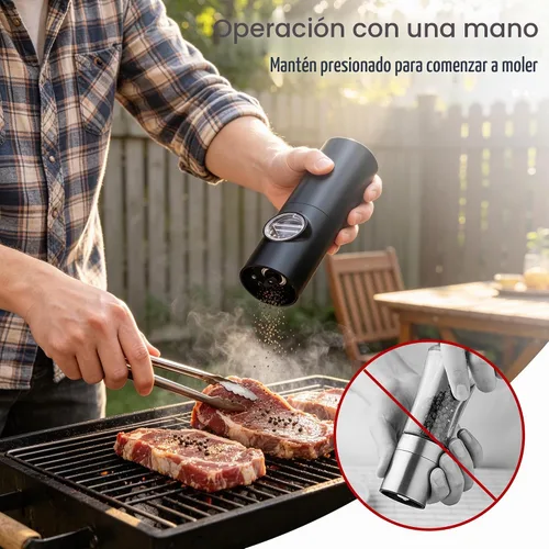 Vista 4 de Gulex - Molinillo de pimienta eléctrico con pilas, 1 molinillo de pimienta automático