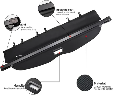 Vista 4 de Compatible con Toyota RAV4 2006-2013 - Cubierta de carga para maletero, retráctil, protección de privacidad, accesorios para automóviles (cuero)