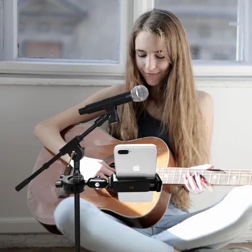 Vista 7 de Soporte de Teléfono para Pie de Micrófono Soporte de Teléfono Ajustable para Pie de Micrófono Soporte de Música