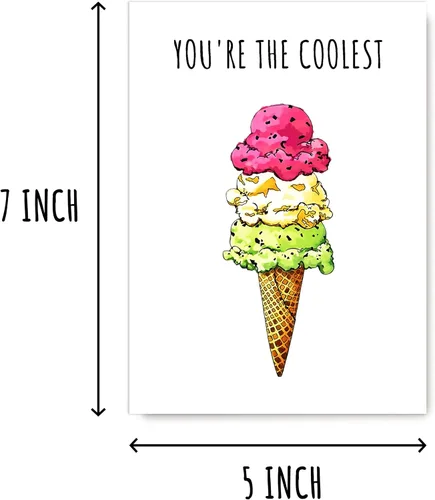 Vista 2 de EdgarGifts You're The Coolest - Tarjeta de helado - Tarjeta de amor - Tarjeta de mejor amigo - Tarjeta de cumpleaños - Tarjeta de felicitación linda