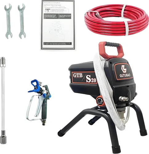 Vista 7 de S20 - Pulverizador de pintura sin aire, 0.52 GPM 3300 PSI, pulverizador sin aire de alta eficiencia con extensión de punta y juegos de puntas