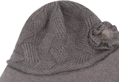 Vista 111 de C-US - Gorro de punto cálido para mujer, con visera de ganchillo con acento de flores