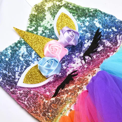 Vista 5 de JerrisApparel Disfraz de unicornio para niñas con diadema